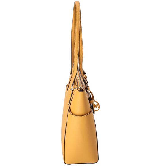 Michael Kors Charlotte Large Top Zip Leather Tote Golden Rod Yellow - Picture 3 of 5